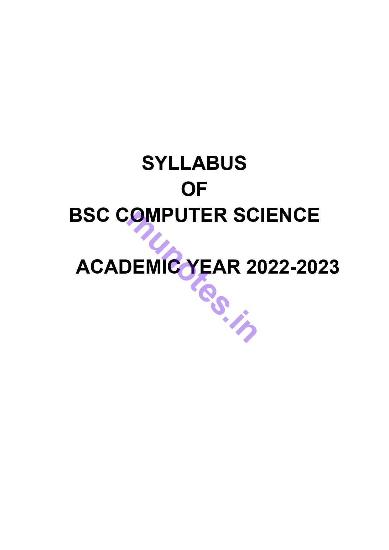 BSC CS Syllabus 2023 New (FY SY TY) Download | Mumbai University